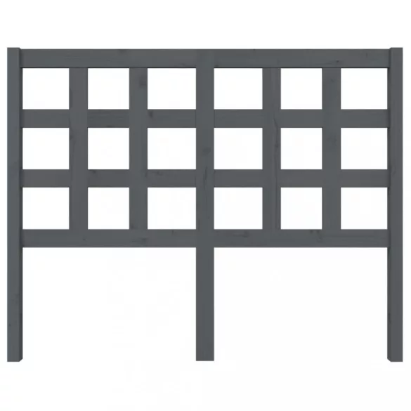 szürke tömör fenyőfa ágyfejtámla 125,5 x 4 x 100 cm