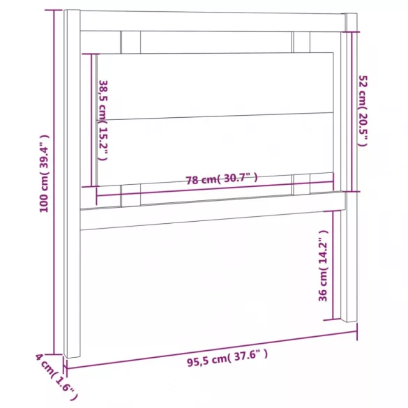 mézbarna tömör fenyőfa ágyfejtámla 95,5 x 4 x 100 cm