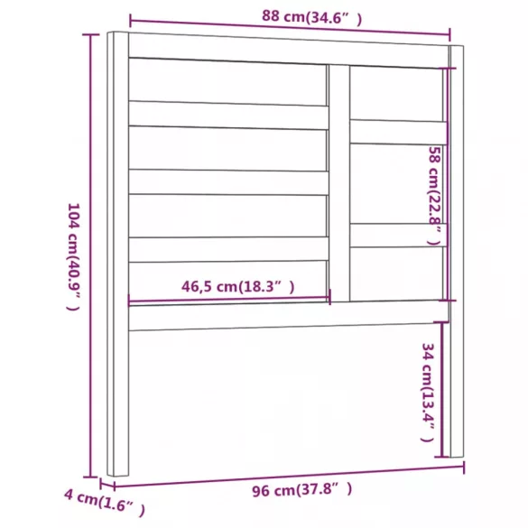 szürke tömör fenyőfa ágyfejtámla 96 x 4 x 104 cm