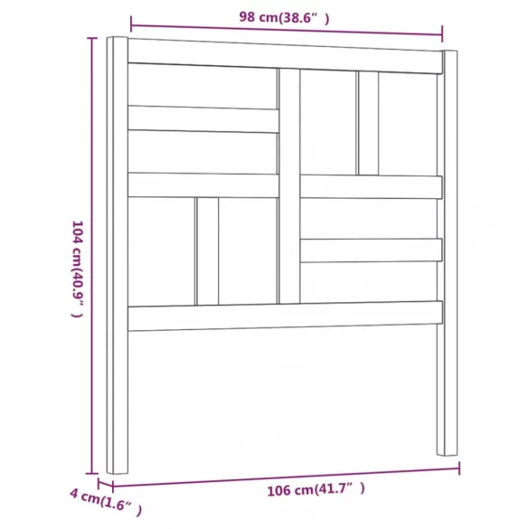 tömör fenyőfa ágyfejtámla 106x4x104 cm