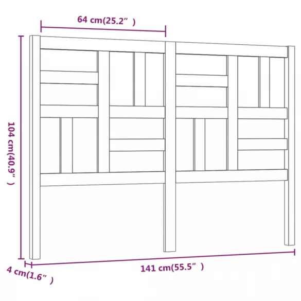 tömör fenyőfa ágyfejtámla 141x4x104 cm