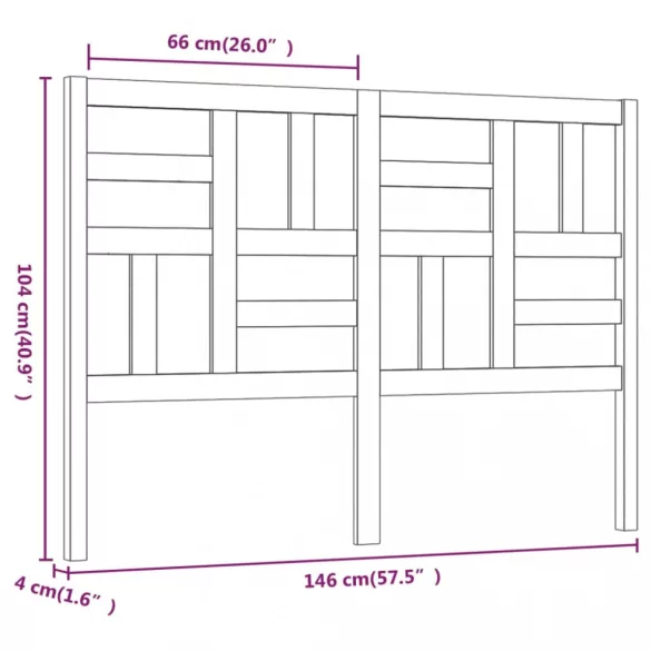 tömör fenyőfa ágyfejtámla 146 x 4 x 104 cm
