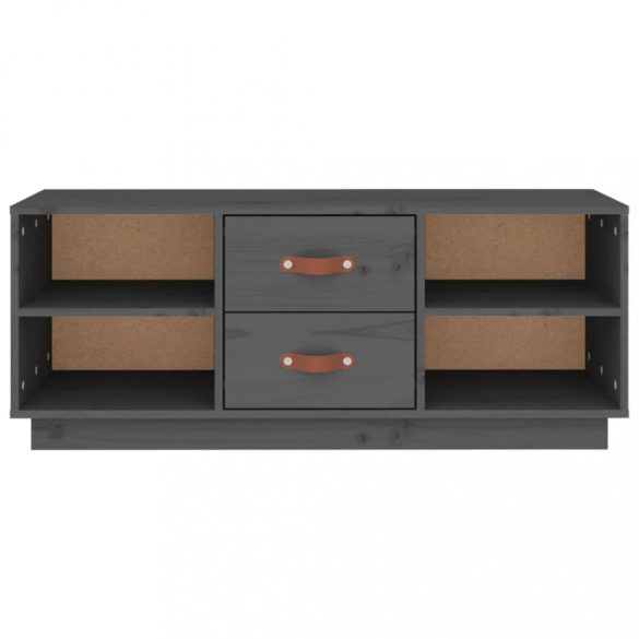 szürke tömör fenyőfa TV-szekrény 100x34x40 cm