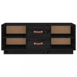 fekete tömör fenyőfa TV-szekrény 100x34x40 cm