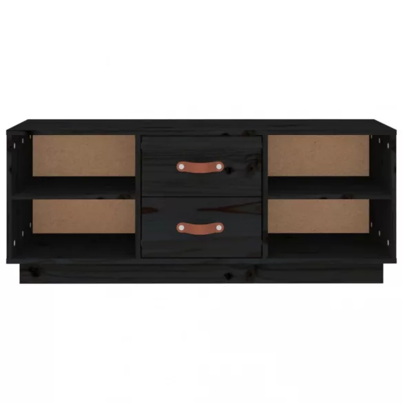 fekete tömör fenyőfa TV-szekrény 100x34x40 cm