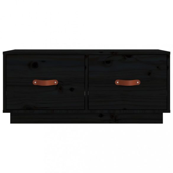 fekete tömör fenyőfa TV-szekrény 80 x 34 x 35 cm