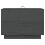 3 db szürke tömör fenyőfa tárolódoboz fedéllel