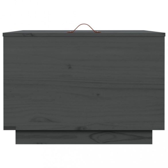 3 db szürke tömör fenyőfa tárolódoboz fedéllel