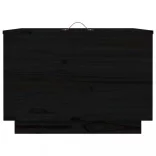 3 db fekete tömör fenyőfa tárolódoboz fedéllel