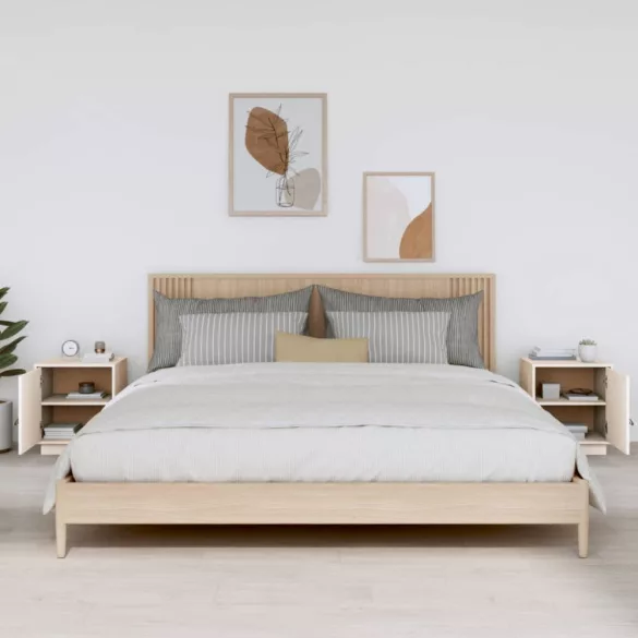 2 db fehér tömör fenyőfa éjjeliszekrény 40 x 34 x 45 cm