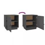 szürke tömör fenyőfa éjjeliszekrény 40 x 34 x 45 cm