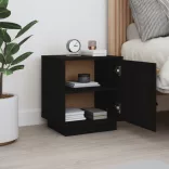 fekete tömör fenyőfa éjjeliszekrény 40 x 34 x 45 cm
