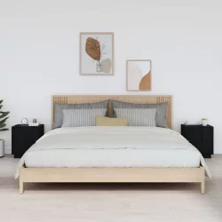   2 db fekete tömör fenyőfa éjjeliszekrény 40 x 34 x 45 cm