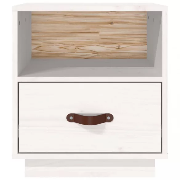 2 db fehér tömör fenyőfa éjjeliszekrény 40 x 34 x 45 cm