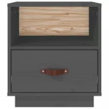 2 db szürke tömör fenyőfa éjjeliszekrény 40 x 34 x 45 cm