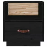 fekete tömör fenyőfa éjjeliszekrény 40 x 34 x 45 cm