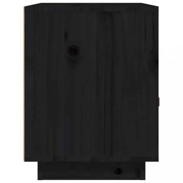 fekete tömör fenyőfa éjjeliszekrény 40 x 34 x 45 cm