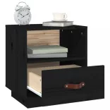 2 db fekete tömör fenyőfa éjjeliszekrény 40 x 34 x 45 cm