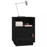 2 db fekete tömör fenyőfa éjjeliszekrény 40 x 34 x 55 cm