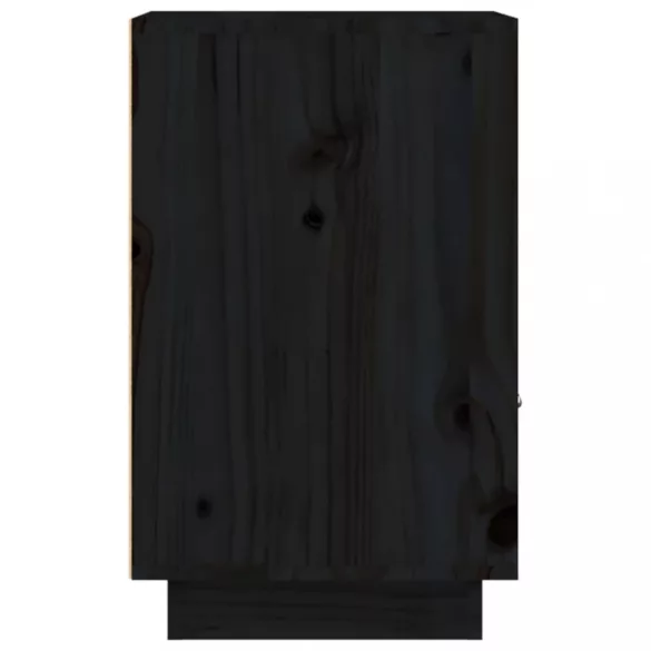 2 db fekete tömör fenyőfa éjjeliszekrény 40 x 34 x 55 cm