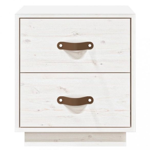 2 db fehér tömör fenyőfa éjjeliszekrény 40 x 34 x 45 cm