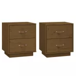 2 db mézbarna tömör fenyőfa éjjeliszekrény 40 x 34 x 45 cm