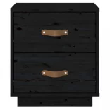 fekete tömör fenyőfa éjjeliszekrény 40 x 34 x 45 cm