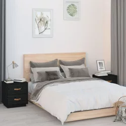   2 db fekete tömör fenyőfa éjjeliszekrény 40 x 34 x 45 cm