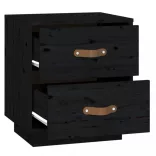 2 db fekete tömör fenyőfa éjjeliszekrény 40 x 34 x 45 cm