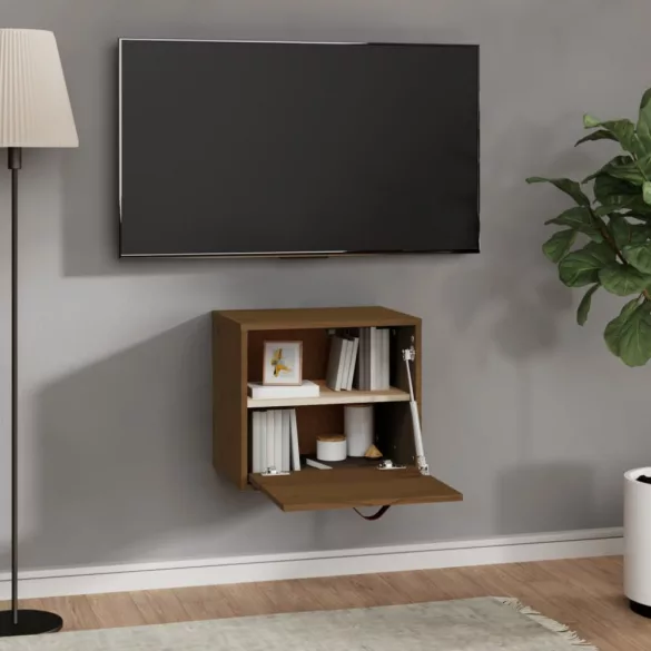 mézbarna tömör fenyőfa faliszekrény 40x30x35 cm