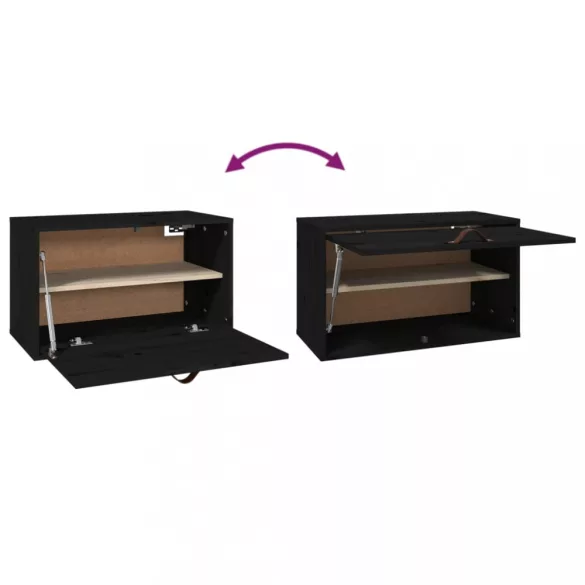 fekete tömör fenyőfa faliszekrény 60 x 30 x 35 cm