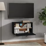 fekete tömör fenyőfa faliszekrény 60 x 30 x 35 cm