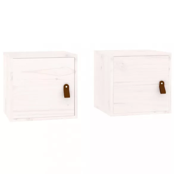 2 db fehér tömör fenyőfa faliszekrény 31,5 x 30 x 30 cm