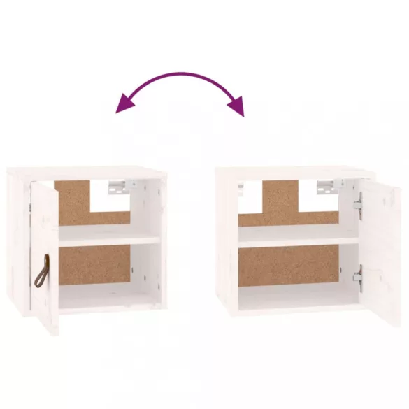 2 db fehér tömör fenyőfa faliszekrény 31,5 x 30 x 30 cm