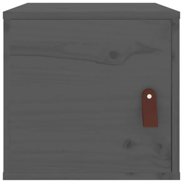 2 db szürke tömör fenyőfa faliszekrény 31,5 x 30 x 30 cm