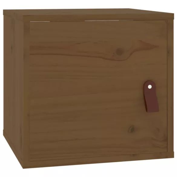 mézbarna tömör fenyőfa faliszekrény 31,5x30x30 cm