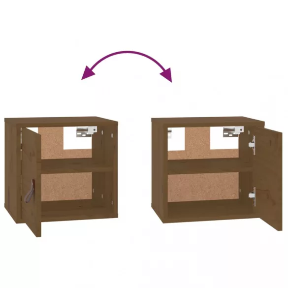 mézbarna tömör fenyőfa faliszekrény 31,5x30x30 cm