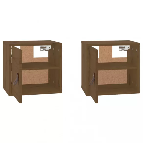 2 db mézbarna tömör fenyőfa faliszekrény 31,5 x 30 x 30 cm