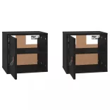 2 db fekete tömör fenyőfa faliszekrény 31,5 x 30 x 30 cm