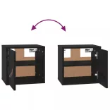 2 db fekete tömör fenyőfa faliszekrény 31,5 x 30 x 30 cm