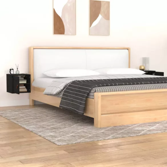 2 db fekete tömör fenyőfa faliszekrény 31,5 x 30 x 30 cm