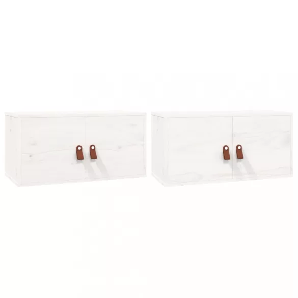 2 db fehér tömör fenyőfa faliszekrény 60 x 30 x 30 cm