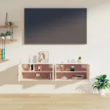 2 db fehér tömör fenyőfa faliszekrény 60 x 30 x 30 cm