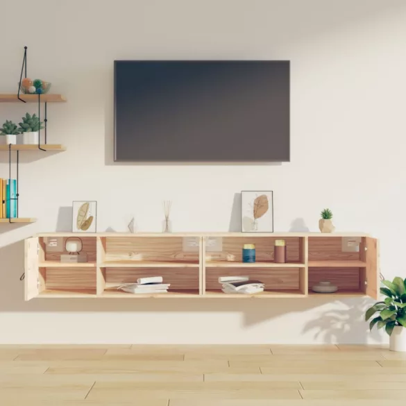 2 db tömör fenyőfa faliszekrény 80 x 30 x 30 cm