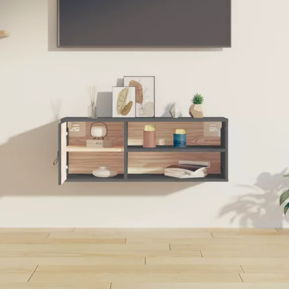 szürke tömör fenyőfa faliszekrény 80 x 30 x 30 cm