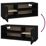 2 db fekete tömör fenyőfa faliszekrény 80 x 30 x 30 cm