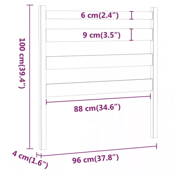 szürke tömör fenyőfa ágyfejtámla 96 x 4 x 100 cm