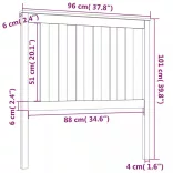 szürke tömör fenyőfa ágyfejtámla 96 x 6 x 101 cm