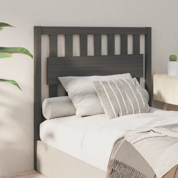 szürke tömör fenyőfa ágyfejtámla 105,5x4x100 cm