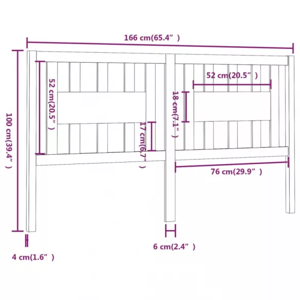 szürke tömör fenyőfa fejtámla 166 x 4 x 100 cm